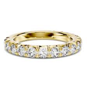 GBC (Y) 18K 1.OOCT VS1 F BAND , YELLOW GOLD FRENCH SET DIAMOD BAND, NATURAL, 10 ROUND DIAMONDS