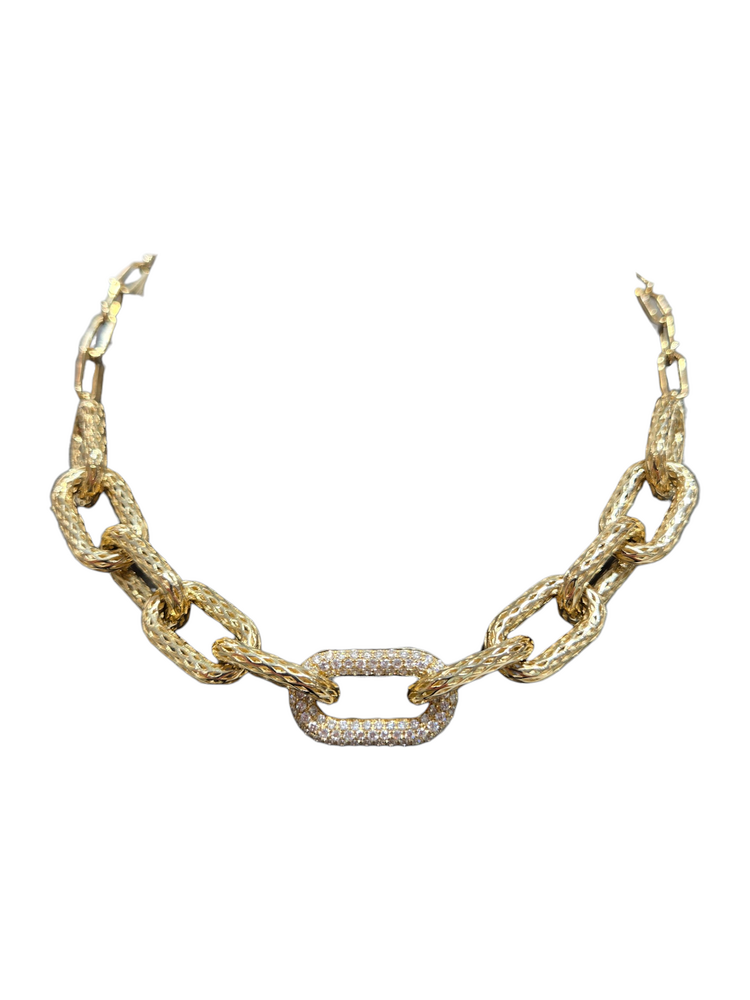 Daniels Jewels Art (Z) 14K 1.50CT VS2 F NECKLACE, YELLOW GOLD PAPERCLIP DESIGN NECKLACE , 1.50CTS OF NATURAL DIAMONDS, 18.9 GRAMS OF GOLD