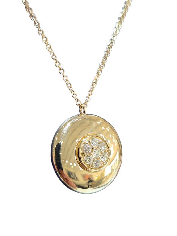 Daniels Jewels Art (Y) 14K .20CT SI1 F , YELLOW GOLD LUXURY NATURAL DIAMOND PENDANT, 3.5 GRAMS
