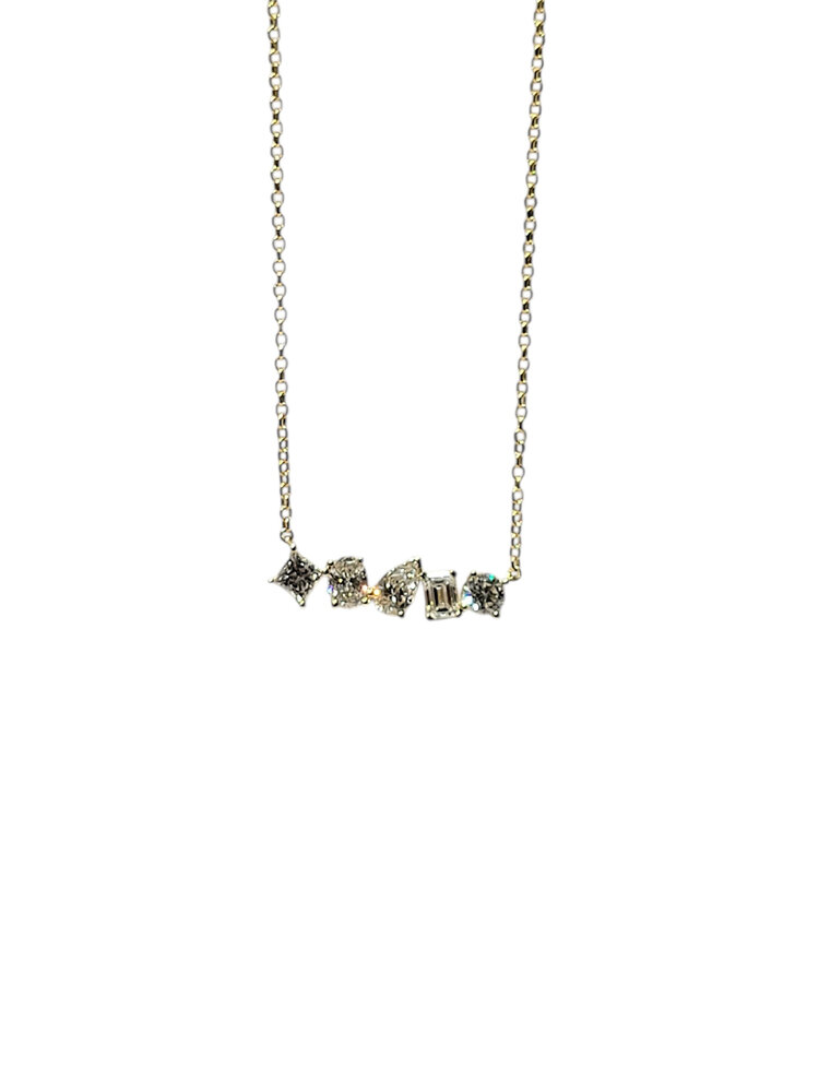 DIAMOND TRADERS INTERNATIONAL (Y) 18KY 1.50CTW LAB GROWN MULTI-STONE SHAPE DIAMOND NECKLACE