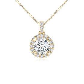 (X) 14K .52CT .15MT, YELLOW GOLD NATURAL DIAMOND HALO PENDANT , F, I1,