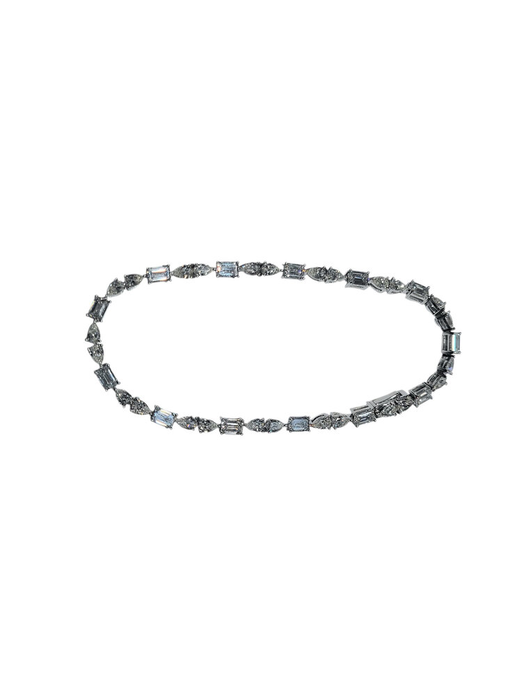 DIAMOND TRADERS INTERNATIONAL (Y) 10K 6.00CT ASYMMETRICAL LAB GROWN DIAMOND TENNIS BRACELET