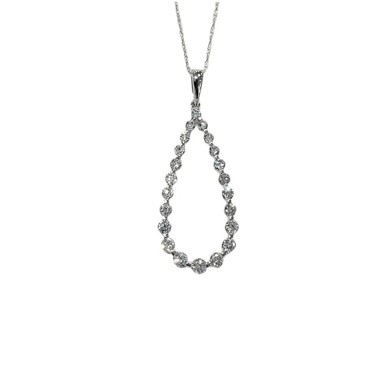 DIAMOND TRADERS INTERNATIONAL (Y) 10K 1.00CT LG DIAMOND SHARED PRONG OPEN PEAR SHAPED PENDENT