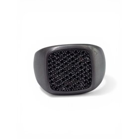 DORA INTERNATIONAL (Y) TANTALUM .57CT BLK DIAMOND MENS RING