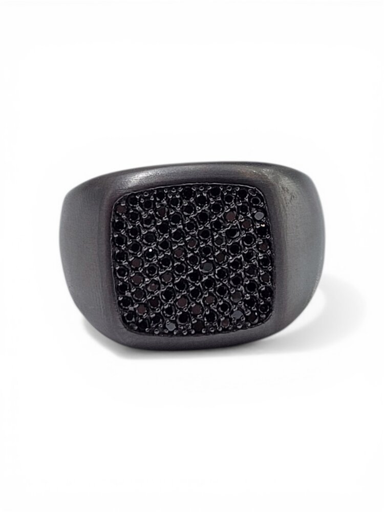 DORA INTERNATIONAL (Y) TANTALUM .57CT BLK DIAMOND MENS RING