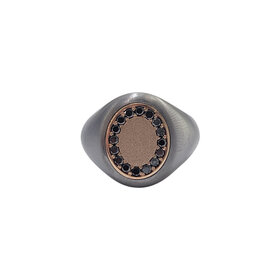 DORA INTERNATIONAL (Y) TANTALUM / 14KR .48CT BLK DIAMOND MENS RING