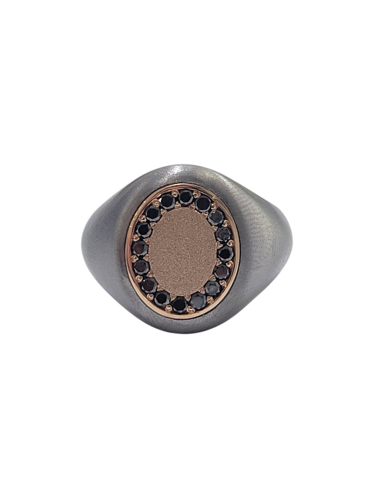 DORA INTERNATIONAL (Y) TANTALUM / 14KR .48CT BLK DIAMOND MENS RING