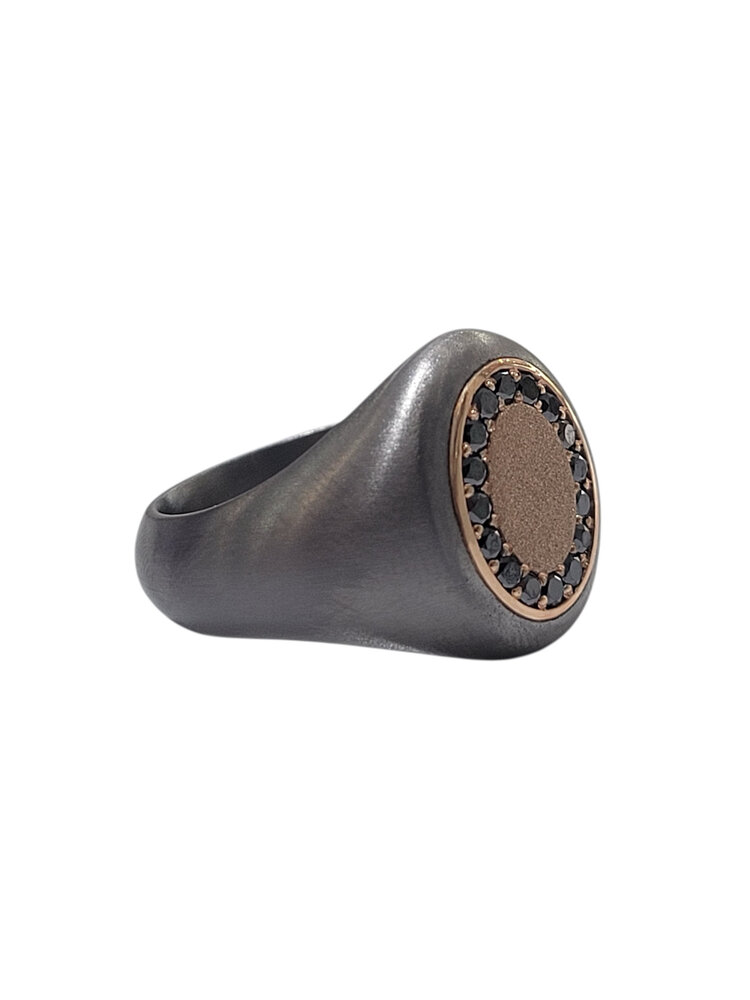 DORA INTERNATIONAL (Y) TANTALUM / 14KR .48CT BLK DIAMOND MENS RING