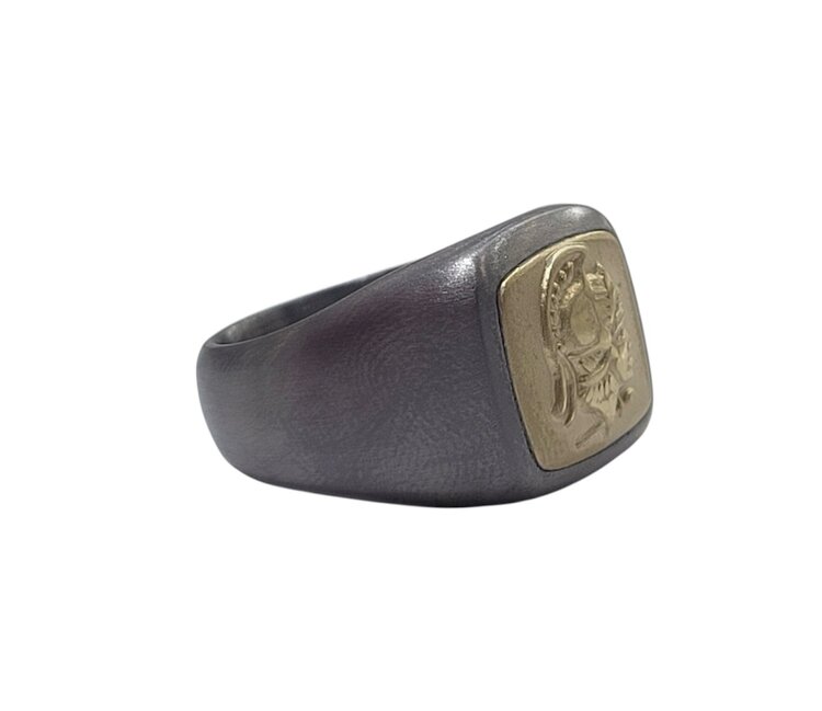 DORA INTERNATIONAL (Y) TANTALUM / 14KY ROMAN HEAD MENS RING