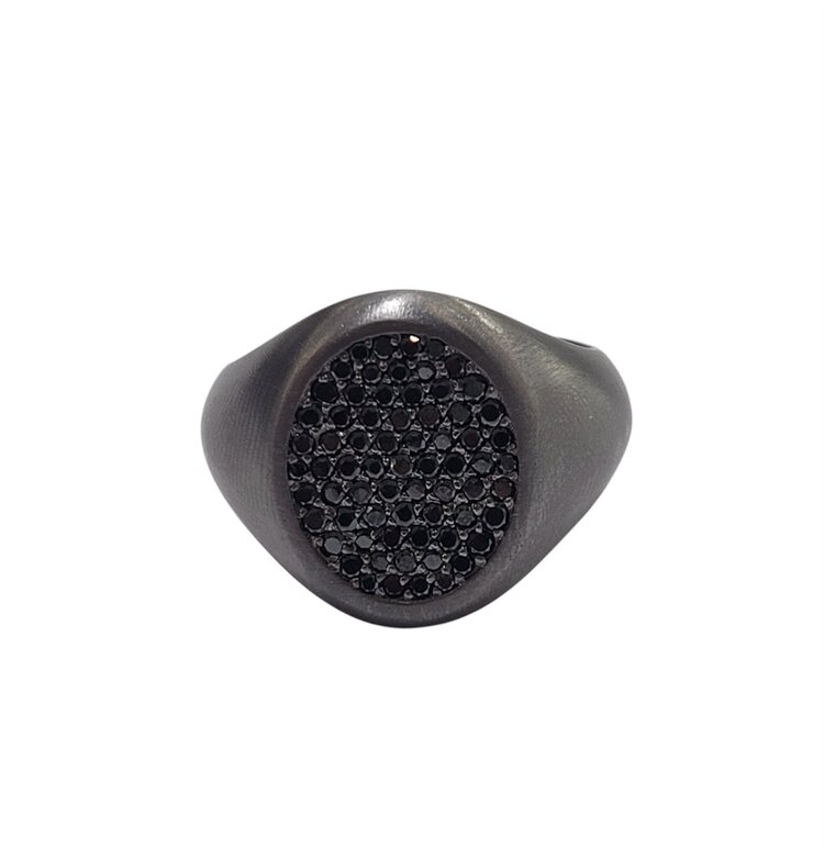 DORA INTERNATIONAL (Y) TANTALUM .69CT BLK DIAMOND MENS RING