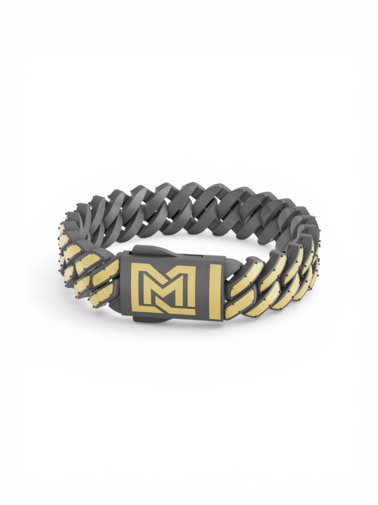 DORA INTERNATIONAL (Y) TANTALUM / 14KY MIAMI CUBAN STYLE 8 INCH BRACELET