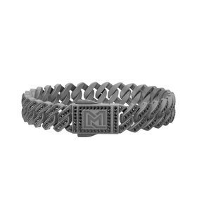 DORA INTERNATIONAL (Y) TANTALUM 2.08CT BLK DIAMOND MIAMI CUBAN STYLE 8 INCH BRACELET