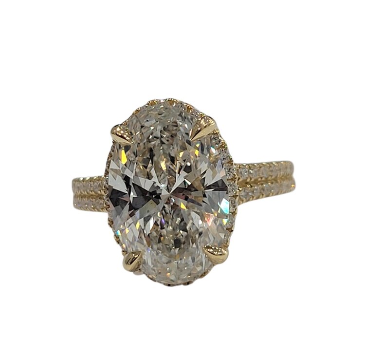 DIAMOND TRADERS INTERNATIONAL (Y) 14K 5.60CT SI1 G OVAL LG CENTER .50CT SPLIT SHANK ENGAGEMENT RING IGI LG607327041