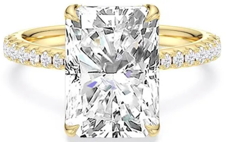(Z) 14K 5.12CT .28MTG LAB, YELLOW GOLD LAB GROWN DIAMOND RING, RADIANT 5.12CT D VS1 IGI LG715562968, .28CT ON THE SETTING