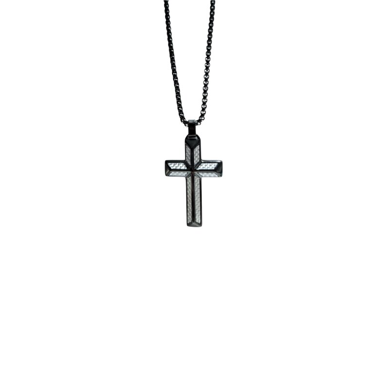 Blackjack BLACK PLATED MENS CROSS PENDENT