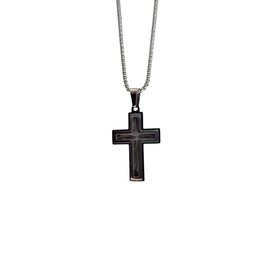 Blackjack STAINLESS STEEL/BLACK PLATED  CROSS PENDENT