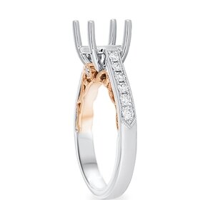 PRIMA NEW YORK (Y)14KWR .33CT ROUND DIAMOND MILGRAIN  CATHEDRAL DETAIL MOUNT ENGAGEMENT RING