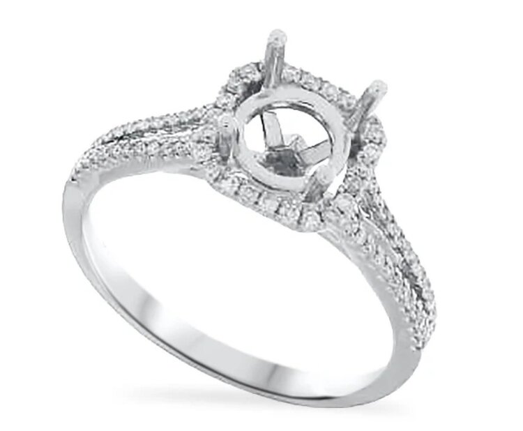 PRIMA NEW YORK (Y)14KW .28CT ROUND DIAMOND PEEKABOO MOUNT ENGAGEMENT RING