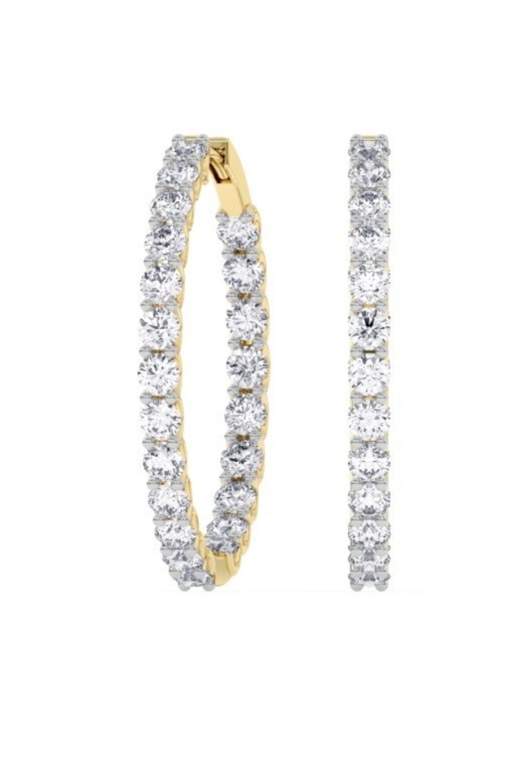 M(Y) 14KY 3.30CT VS E/F LG DIAMOND INSIDE/OUT HOOP EARRINGS