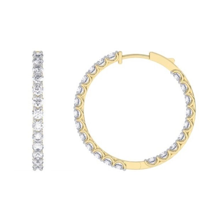 M(Y) 14KY 3.30CT VS E/F LG DIAMOND INSIDE/OUT HOOP EARRINGS