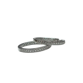 DIAMOND TRADERS INTERNATIONAL (Y) 925 .75CT LAB GROWN DIAMOND INSIDE/OUT HOOP EARRINGS