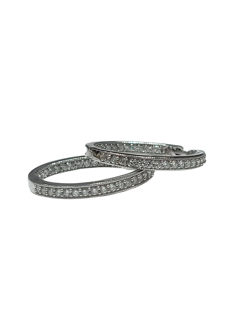 DIAMOND TRADERS INTERNATIONAL (Y) 925 .75CT LAB GROWN DIAMOND INSIDE/OUT HOOP EARRINGS