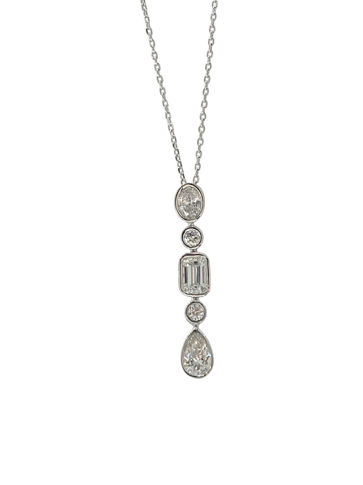 (X) 925 1.80CT VS F LAB GROWN DIAMOND ASYMMETRICAL DROP NECKLACE