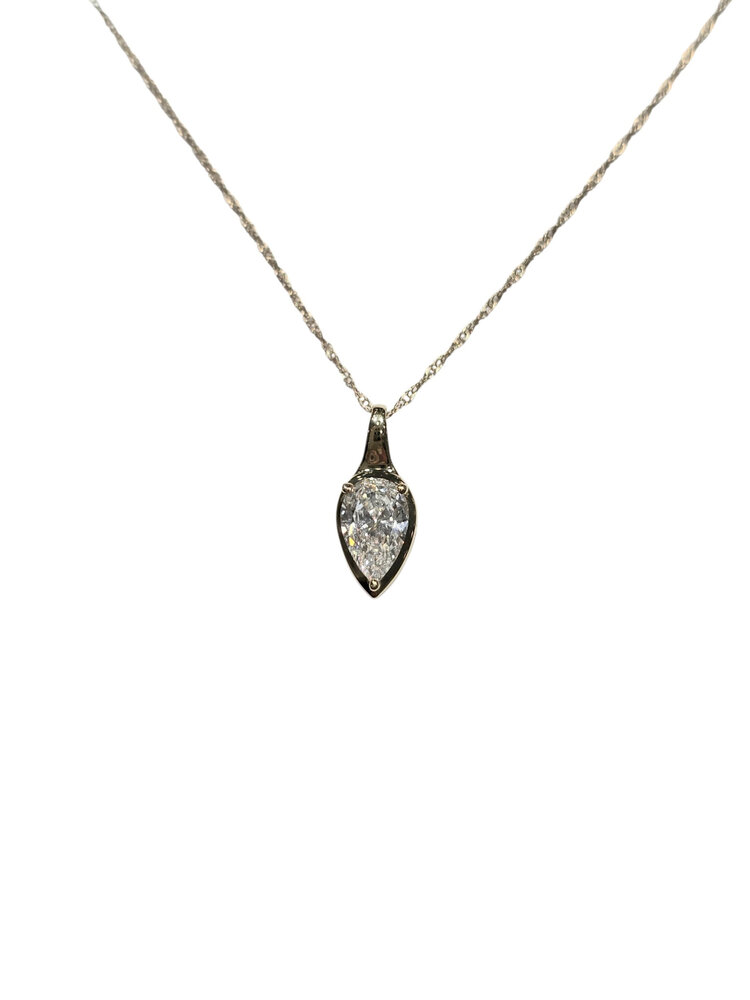 DIAMOND TRADERS INTERNATIONAL (Y) 14KY 0.63CT LAB GROWN PEAR SHAPE PENDANT NECKLACE