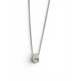 (X) 14KW .50CT LAB PEAR SHAPE NECKLACE, LAB GROWN DIAMOND, PRONG SET, CABLE LINK, LOBSTER CLASP