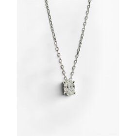 (X) 14KW .50CT LAB OVAL SHAPE, 14 KARAT WHITE GOLD NECKLACE, LAB GROWN DIAMOND, PRONG SET, CABLE LINK, 16’’-18’’