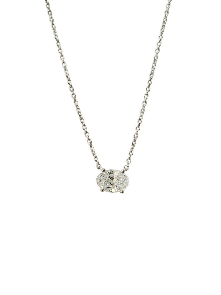 (X) 14KW .50CT LAB OVAL SHAPE NECKLACE, LAB GROWN DIAMOND, PRONG SET, CABLE LINK, 16’’-18’’, EAST - WEST DESIGN