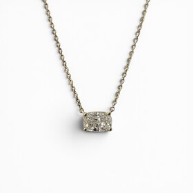 (X) 14KY .75CT LAB E. CUSH, 14 KARAT YELLOW GOLD, .75 CARAT LAB GROWN DIAMOND, ELONGATED CUSHION, PRONG SET, CABLE LINK, 16’’-18’’, EAST - WEST DESIGN, LOBSTER CLASP