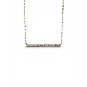 (X) 10KY .11CT LAB BAR NECKLACE, 10 KARAT YELLOW GOLD, LAB GROWN DIAMOND JEWELRY, PRONG SET STONES, CABLE LINK CHAIN
