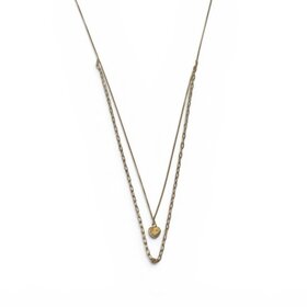 (X) 10KY DOUBLE LAYER NECKLACE, 10 KARAT YELLOW GOLD, CURB WITH HEART AND PAPER CLIP LINK, 17’’ CHAIN, LOBSTER CLASP