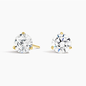 DIAMOND TRADERS INTERNATIONAL (Z) 10KY 2CT LAB  VS1 F , YELLOW GOLD 10K 3 PRONG STUDS, LAB GROWN DIAMONDS, 2 CARATS