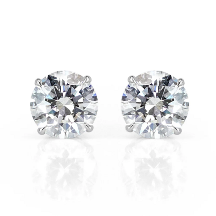 DIAMOND TRADERS INTERNATIONAL (Z) 10KW .75CT LAB VS1 F , WHITE GOLD ROUND LAB GROWN DIAMOND STUDS , .75 CARATS
