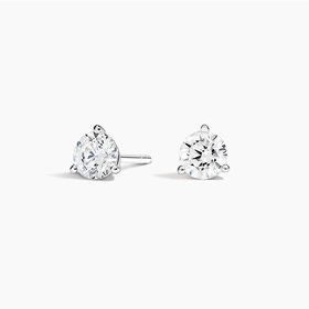 DIAMOND TRADERS INTERNATIONAL (Z) 14KW .50CT LAB VS1 F , WHITE GOLD ROUND LAB GROWN DIAMOND STUDS , .50 CARATS