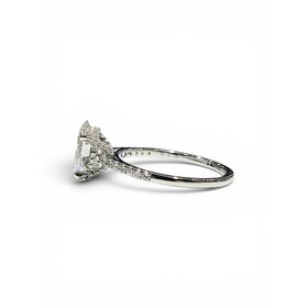 DIAMOND TRADERS INTERNATIONAL (X) 14KW 2.00CTW OVAL LAB GROWN DIAMOND 1.75CT CENTER STONE, 2.00CTW HIDDEN HALO, STRAIGHT LINE DIAMOND SHANK, DIAMOND STUDDED PRONG