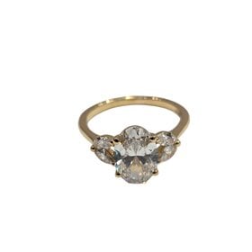 DIAMOND TRADERS INTERNATIONAL (Z) 14K 2CT LAB .30MT , YELLOW GOLD LAB GROWN DIAMOND BRIDAL RING,  2.00 CARAT OVAL CENTER VS1 F , .30 ON THE MOUNTING