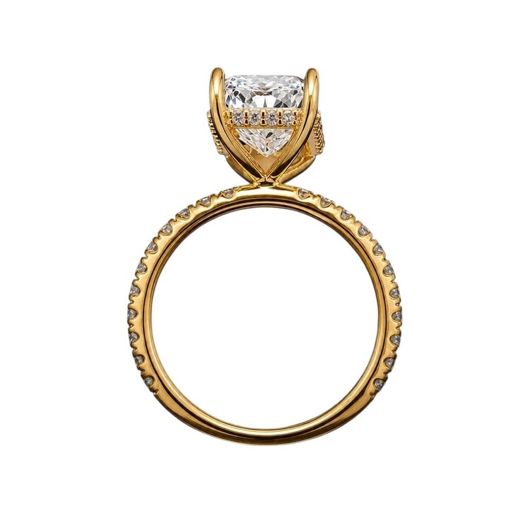 DIAMOND TRADERS INTERNATIONAL (X) 14K 1.60CT LAB .55MT , VS1 F ,  YELLOW GOLD LAB GROWN DIAMOND BRIDAL RING, RADIANT CUT CENTER DIAMOND 1.60 CARATS, .55 CARATS ON THE SETTING