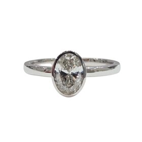 DIAMOND TRADERS INTERNATIONAL (Z) 14K 1CT VS1 E LAB OVAL, WHITE GOLD BEZEL SET LAB GROWN OVAL DIAMOND AT 1 CARAT