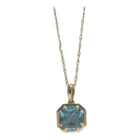 DIAMOND TRADERS INTERNATIONAL (X) 14KY 1.70CT BLUE TOPAZ GEMSTONE CLAW PRONG SET PENDANT
