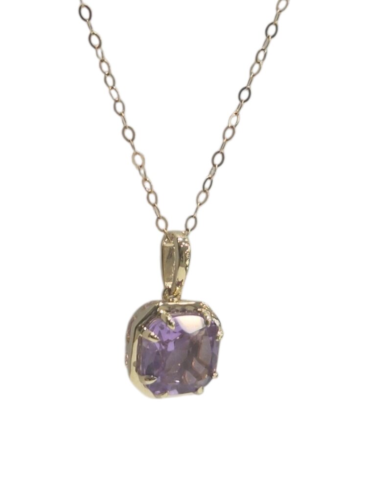 DIAMOND TRADERS INTERNATIONAL (X) 14KY 1.40CT AMETHYST GEMSTONE CLAW PRONG SET PENDANT