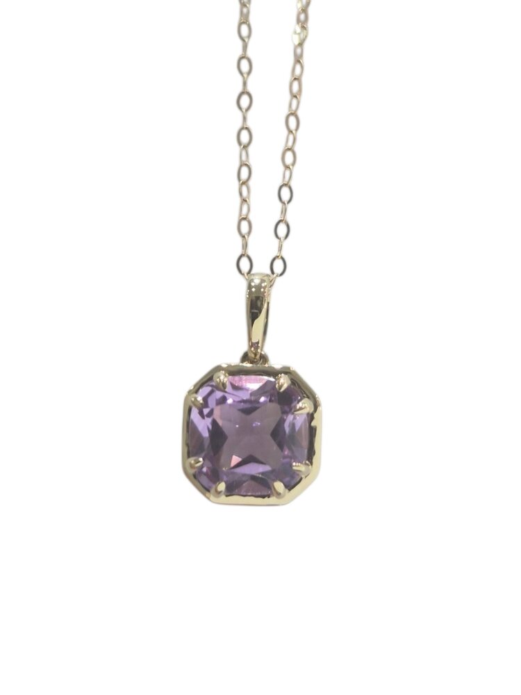 DIAMOND TRADERS INTERNATIONAL (X) 14KY 1.40CT AMETHYST GEMSTONE CLAW PRONG SET PENDANT