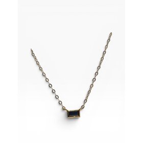 DIAMOND TRADERS INTERNATIONAL (X) 14KY .15CT SAPPHIRE NATURAL GEMSTONE RECTANGLE BEZEL SET PENDANT