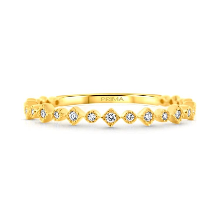 PRIMA NEW YORK (x) 14K .07C5T VS1 F PRIMA , YELLOW GOLD NATURA DIAMOND STACKING BAND BY PRIMA NEW YORK
