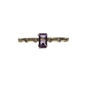 DIAMOND TRADERS INTERNATIONAL (X) 10KY .25CT AMETHYST EM CUT CENTER .08CT DIAMOND RING
