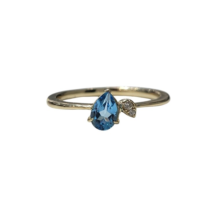 DIAMOND TRADERS INTERNATIONAL (X) 10KY .50CT BLUE TOPAZ .02CT DIAMOND RING