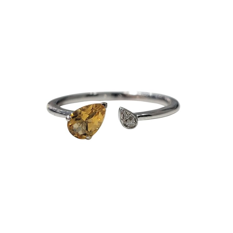DIAMOND TRADERS INTERNATIONAL (X) 10K .35CT CITRINE .02CT DIAMOND RING