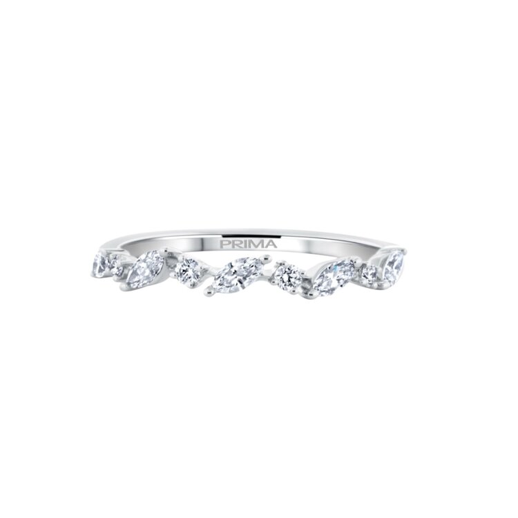 PRIMA NEW YORK (X) 14K .30CT ROUND/MARQUISE ALTERNATING ASYMMETRICAL LADIES BAND